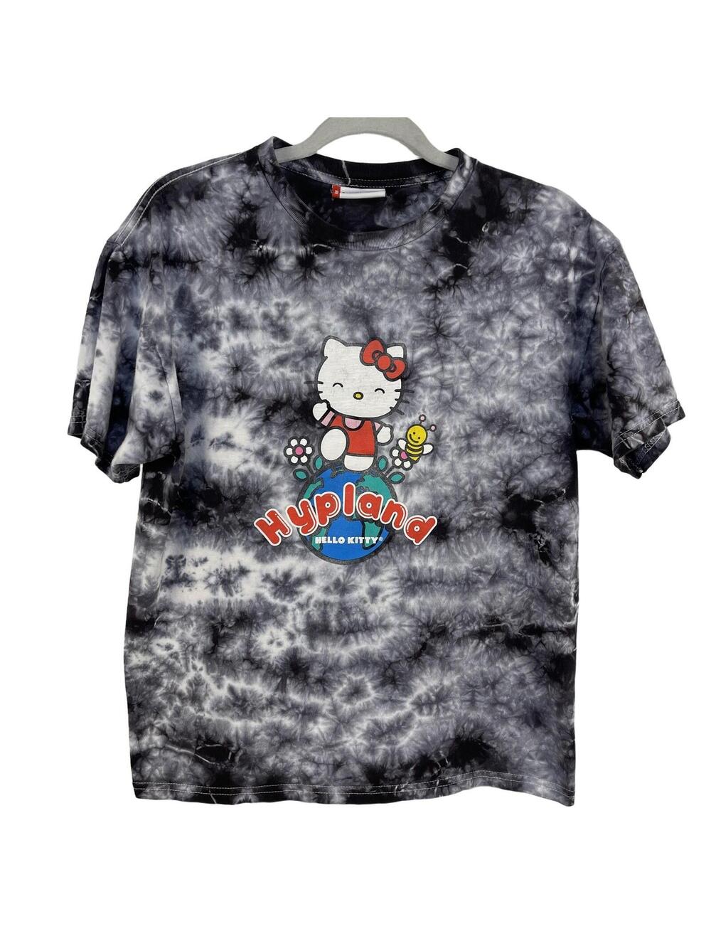 Hypland Hello Kitty Black and White Tie Dye T-Shirt Medium